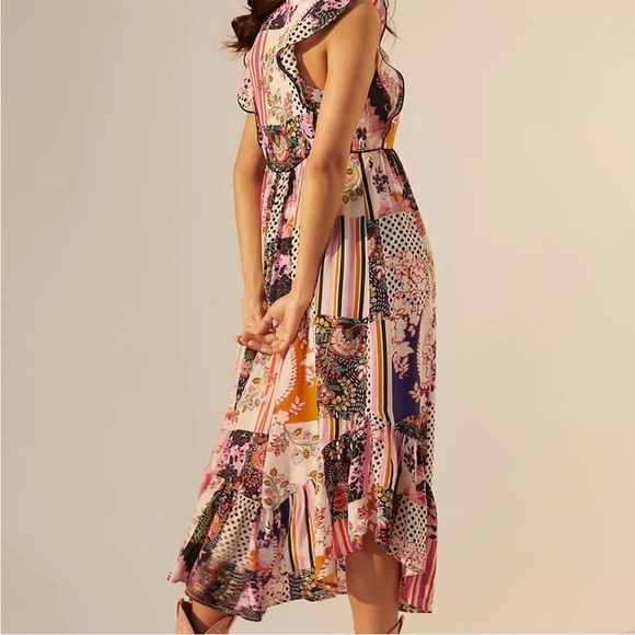 Anthropologie Ruffled Patchwork Midi Dress - Picture 3 of 7